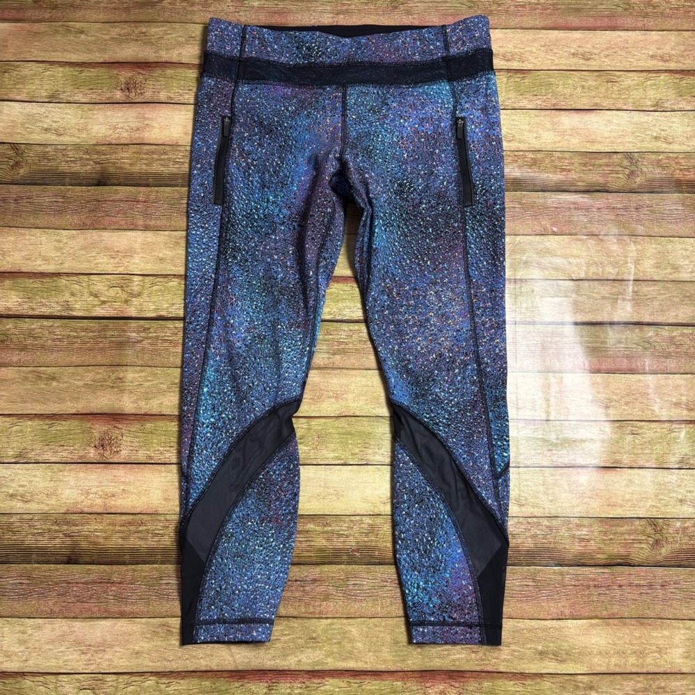 Lululemon Pace Rival Crop Leggings Size 10 Cosmic Confetti Multi Color Mesh